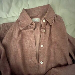 Italian Luxury Designer Giangi Napoli 100% Cotton Button-Up Shirt in Dusty Rose